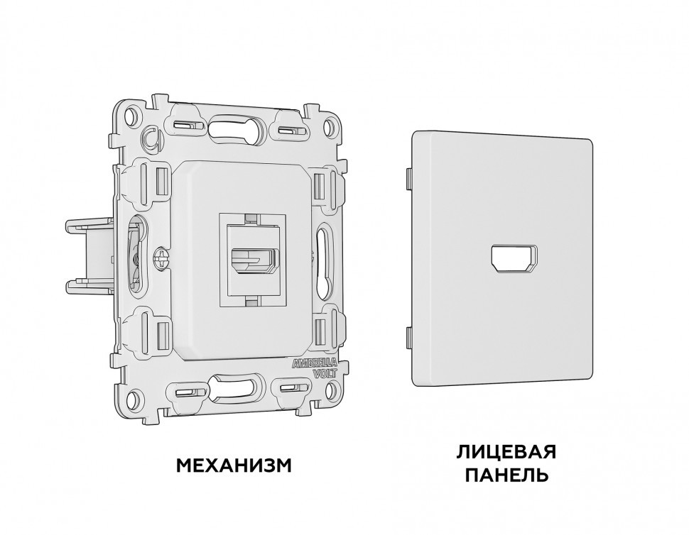 Комплект механизма HDMI розетки ALFA MA134010 | Белый матовый HDMI 2.0 QUANT