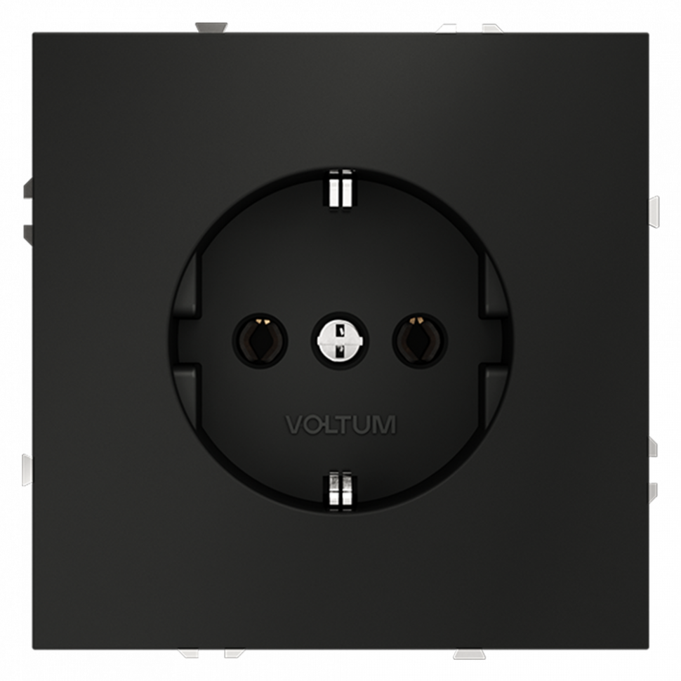 Розетка встраиваемая VOLTUM S70 с заземлением 16А, (черный матовый) VLS040108