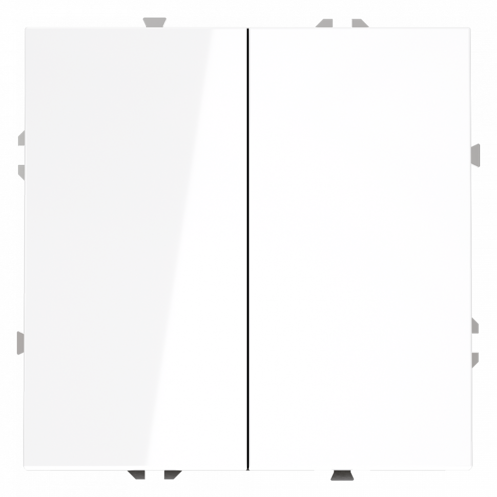 Выключатель с самовозвратом встраиваемый VOLTUM S70 двухклавишный 10А, (белый глянцевый)