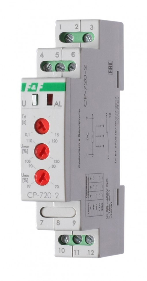 Реле напряжения (Однофазный-DC / Ампер-16 / Контакт-1NO/NC) CP-720-2