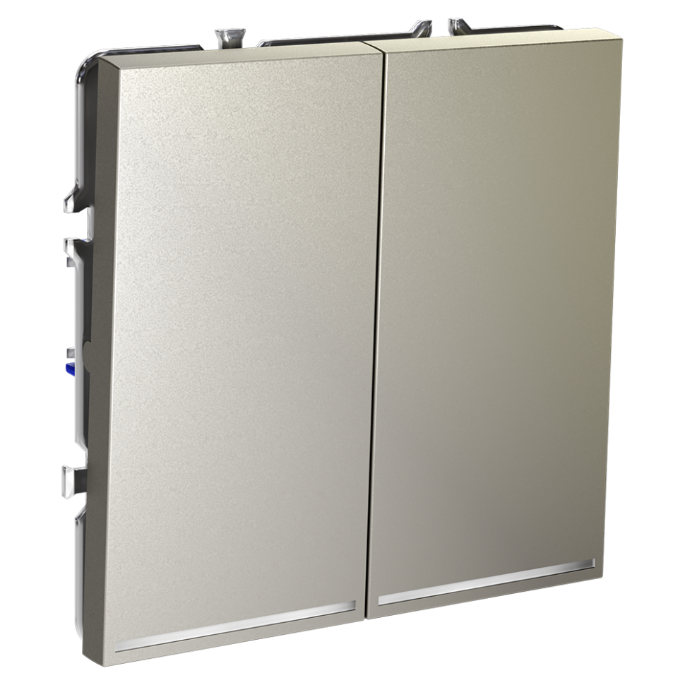 Проходной переключатель встраиваемый VOLTUM S70 двухклавишный с подсветкой 10А, (шелк)