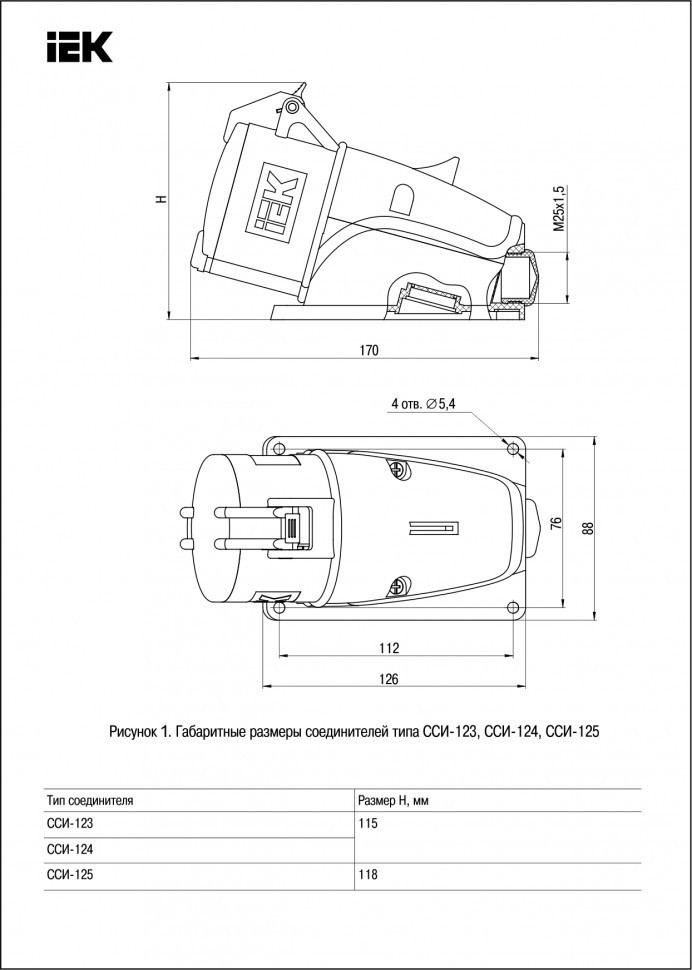Розетка стационарная IEK ССИ-125 MAGNUM 32А 3Р+РЕ+N 380В IP44