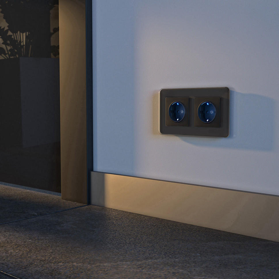 Розетка с подсветкой (черный матовый) W1171408