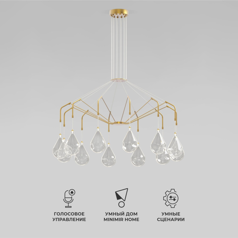 Умная подвесная люстра со стеклянными плафонами 201002/12