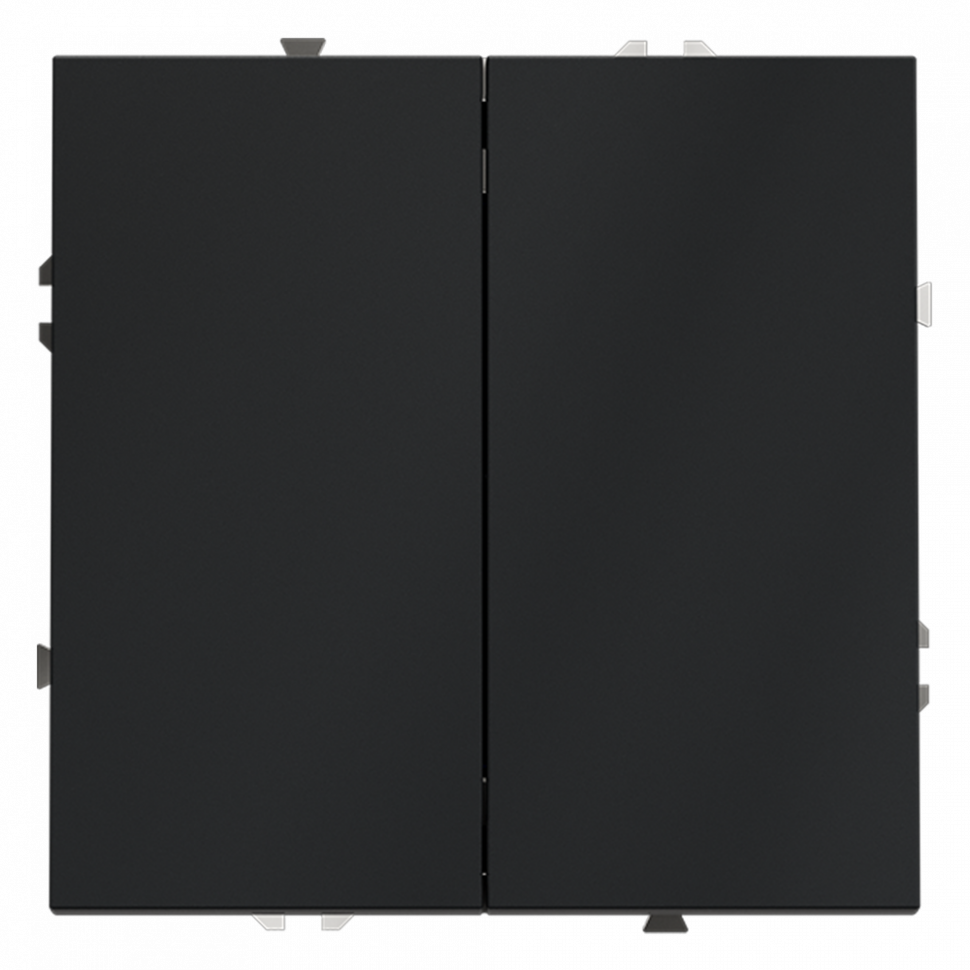 Выключатель с самовозвратом встраиваемый VOLTUM S70 двухклавишный 10А, (графит)