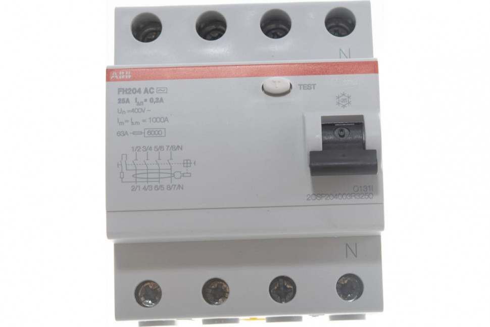 Устройство защитного отключения (УЗО) ABB FH204 AC-25/0.3 Тип-AС 4P 25A 300мА 2CSF204003R3250
