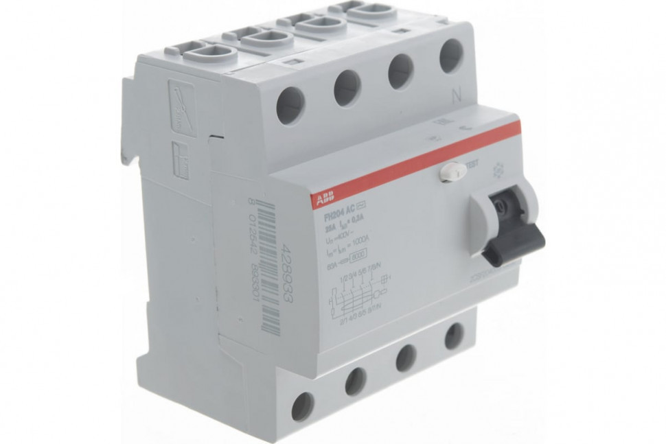 Устройство защитного отключения (УЗО) ABB FH204 AC-25/0.3 Тип-AС 4P 25A 300мА 2CSF204003R3250