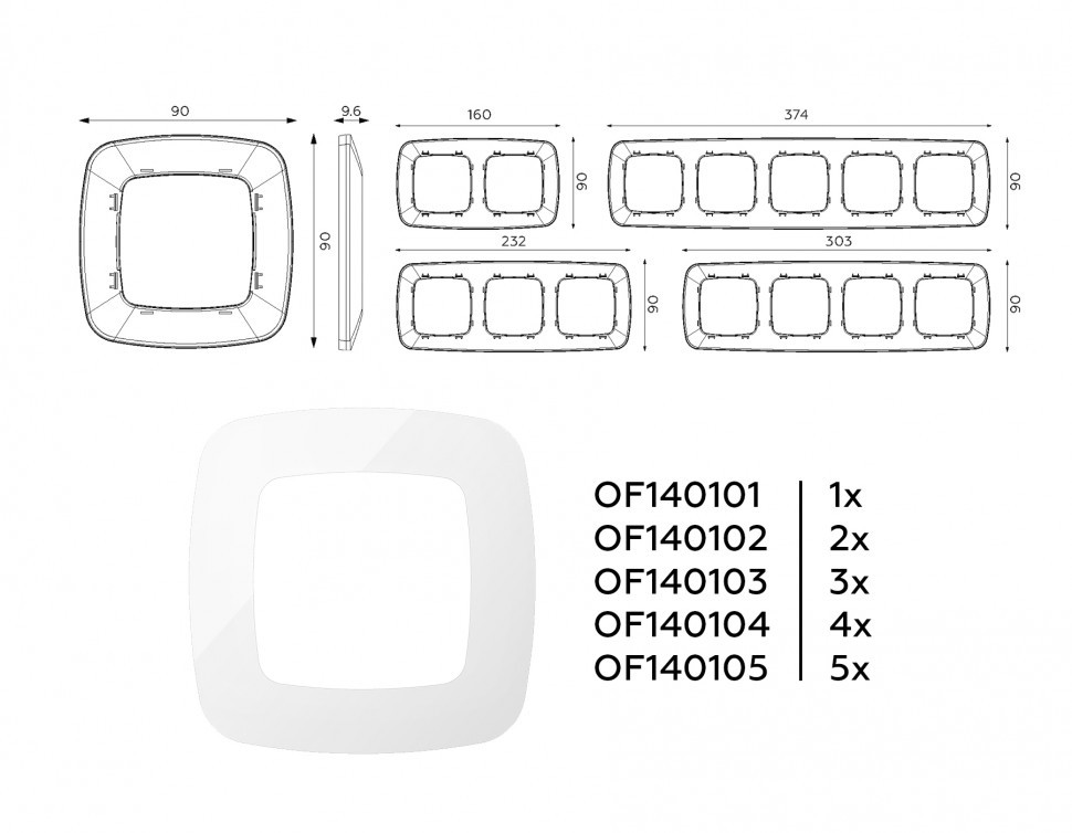 Рамка OMEGA Ecta (Белый глянец) 4-ая OF140104