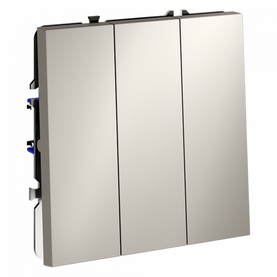 Выключатель встраиваемый VOLTUM S70 трехклавишный 10А, (кашемир) VLS030103