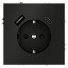 Розетка встраиваемая VOLTUM S70 с заземлением и защитными шторками, 16А, с USB, A+С, (черный матовый) VLS040508