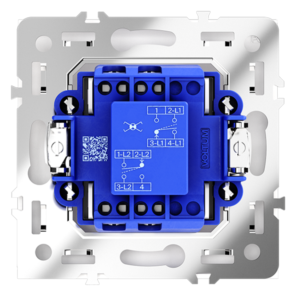 Перекрестный переключатель встраиваемый VOLTUM S70 одноклавишный 10А, (белый глянцевый)