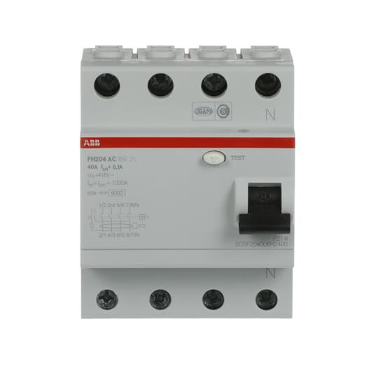 Устройство защитного отключения (УЗО) ABB FH204 AC-40/0.1 Тип-AС 4P 40A 100мА 2CSF204006R2400