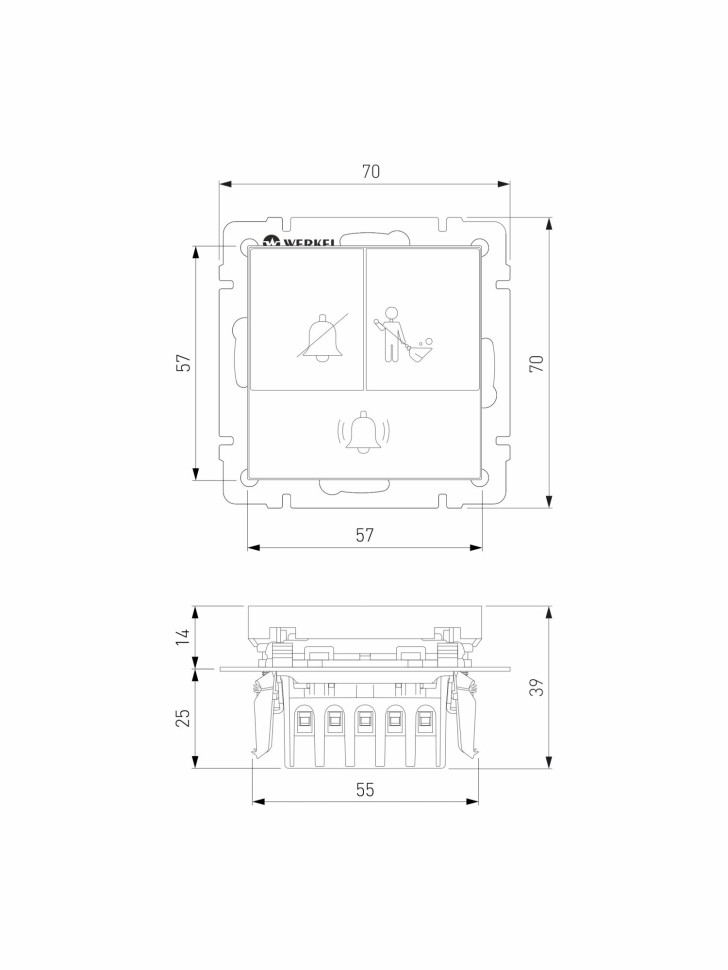 Кнопка звонка с индикацией для отелей (белый) W1114601