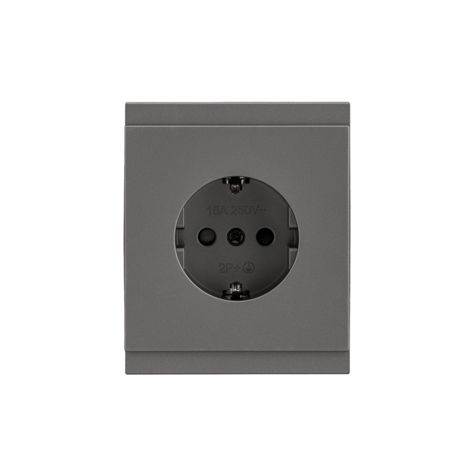 KRANZ SETE Розетка 1-ая с заземлением и шторками 16А, графит KR-79-0701-3