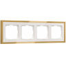 W0042853/ Рамка на 4 поста Baguette (белый/золотистая латунь) W0042853