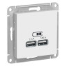 Зарядное устройство USB Type - A (5В, 1 порт x 2,1 А / 2 порта х 1,05 А) Systeme Electric Atlas Design белое ATN000133