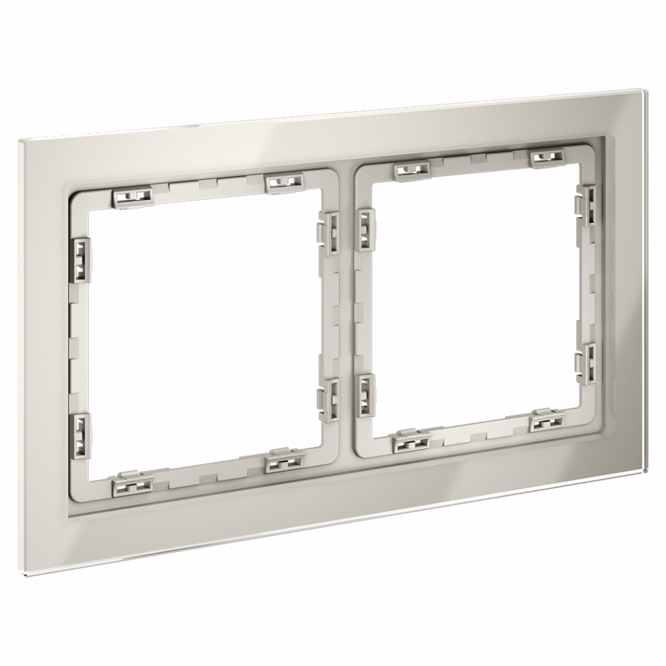 Рамка стеклянная VOLTUM S70 на 2 поста, (кашемир, стекло) VLS110203