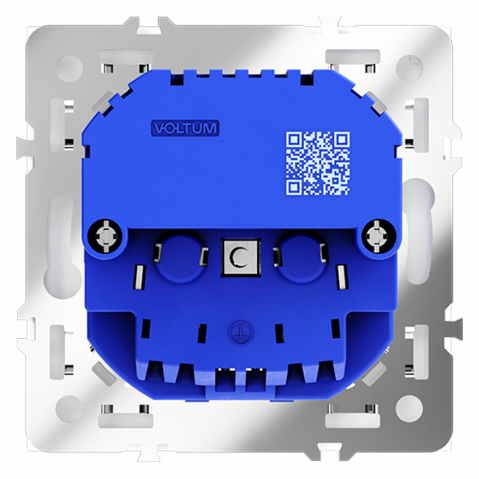 Розетка встраиваемая VOLTUM S70 с заземлением и защитными шторками, 16А, с USB, A+A, (белый матовый) VLS040402