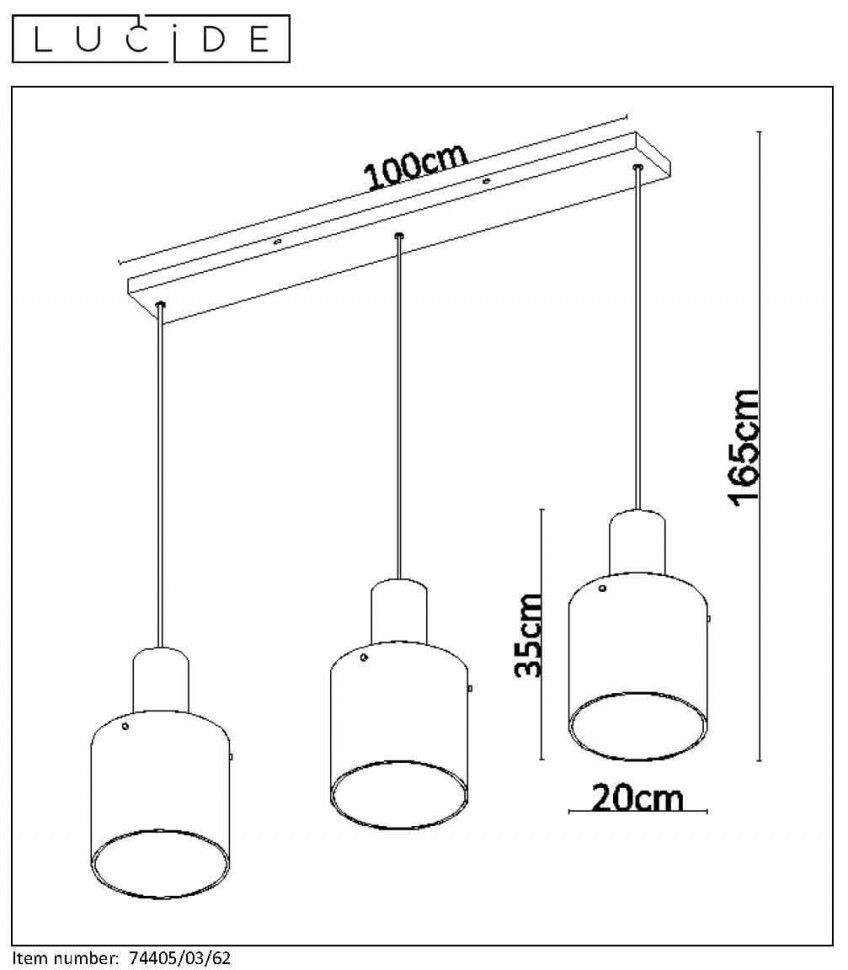 Подвесной светильник Lucide TOLEDO 74405/03/62