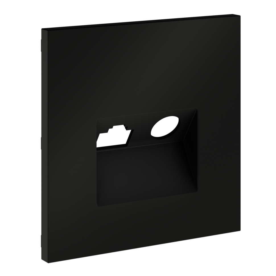 Накладка для розетки TV+RJ45 кат. 6, S70 (черный матовый)