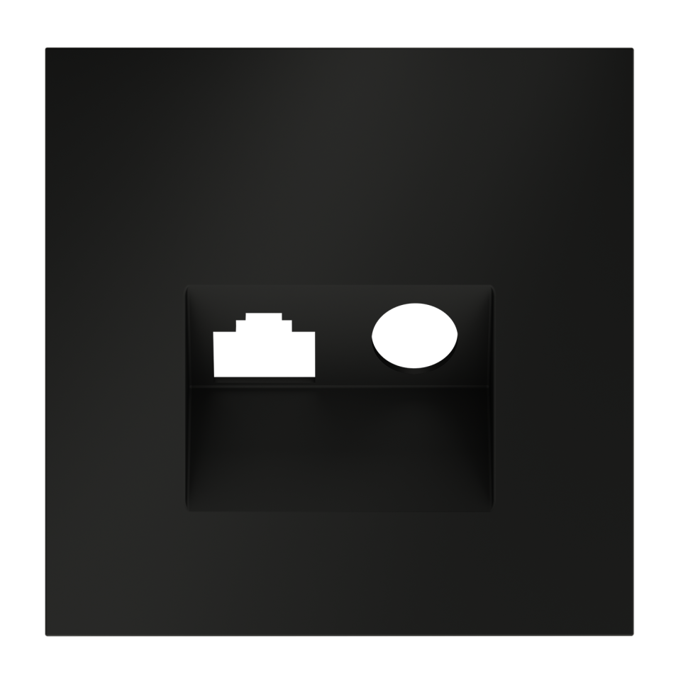 Накладка для розетки TV+RJ45 кат. 6, S70 (черный матовый)