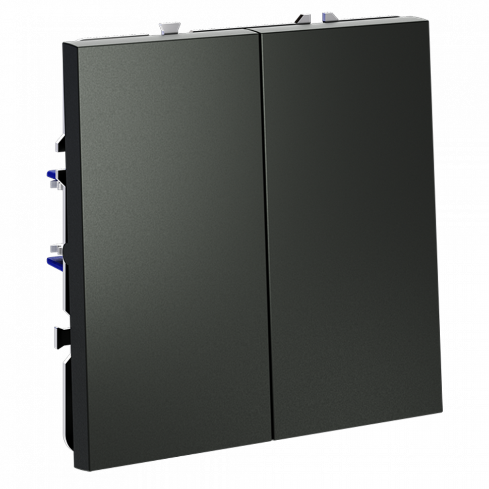 Выключатель с самовозвратом встраиваемый VOLTUM S70 двухклавишный 10А, (титан)