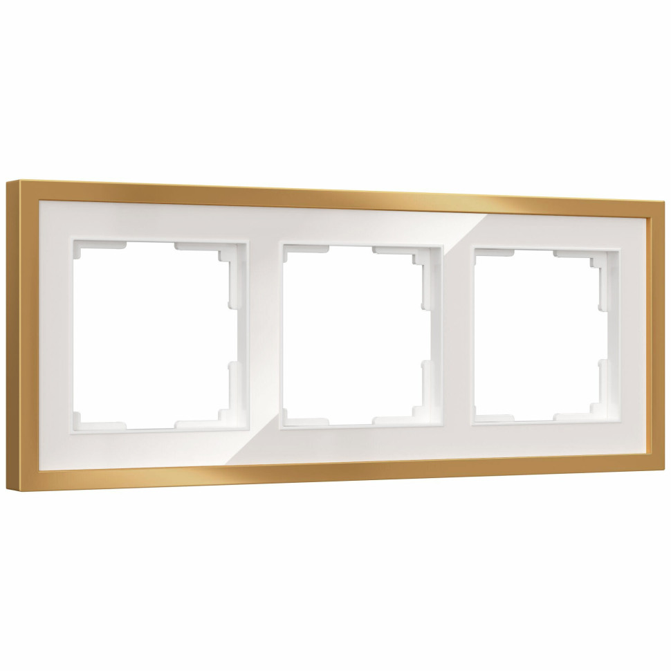 W0032853/ Рамка на 3 поста Baguette (белый/золотистая латунь) W0032853