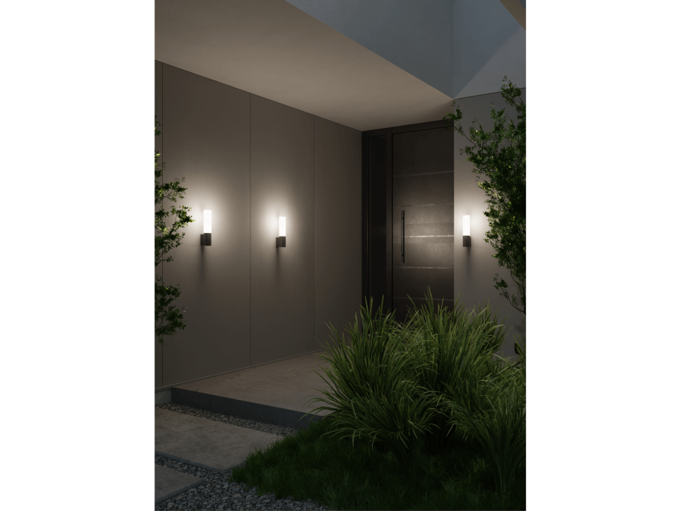  LUMKER Настенный уличный светильник Факел 6 В, 120°, 220–240 В, 3000K (теплый белый), IP65, для фасада, GW-TCF-GR-6-WW