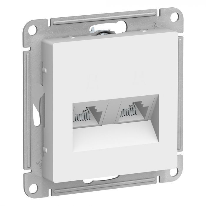 Розетка двойная Systeme Electric Atlas Design RJ-45 кат. 5е белая ATN000185 