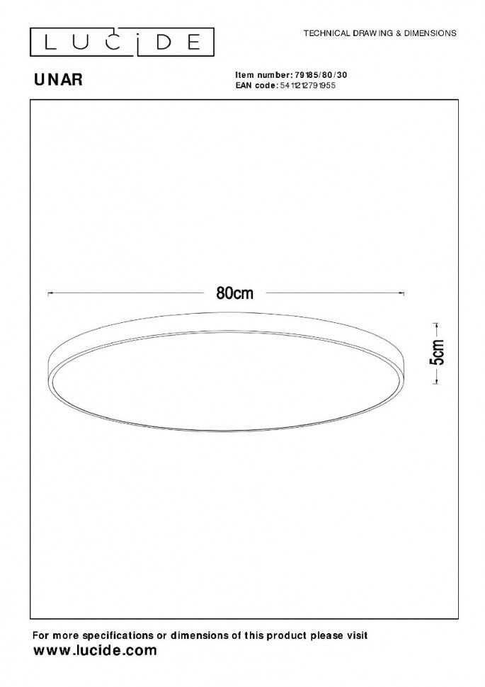 Потолочный светильник Lucide Unar 79185/80/30