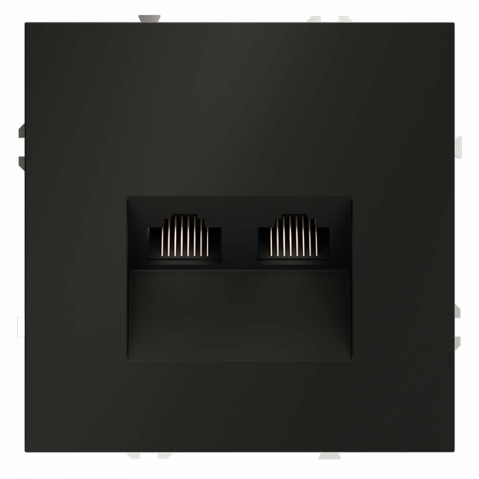 Розетка компьютерная встраиваемая VOLTUM S70 двойная RJ45+RJ45 кат.6, (черный матовый) VLS060208