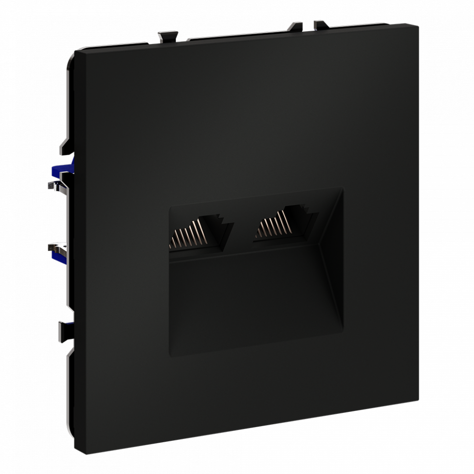 Розетка компьютерная встраиваемая VOLTUM S70 двойная RJ45+RJ45 кат.6, (черный матовый) VLS060208