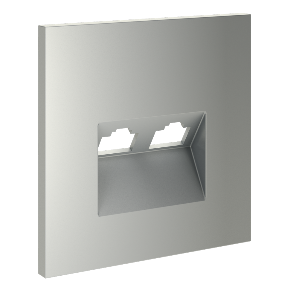 Накладка для розетки компьютерной двойной RJ45+RJ45 кат.6, S70 (сталь)