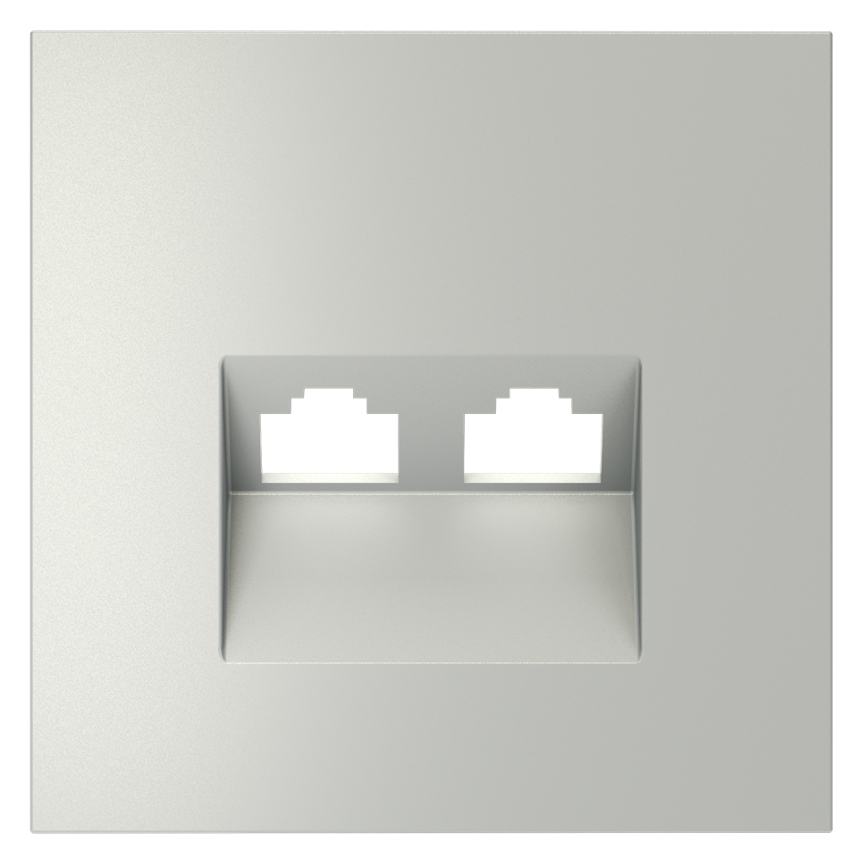 Накладка для розетки компьютерной двойной RJ45+RJ45 кат.6, S70 (сталь)