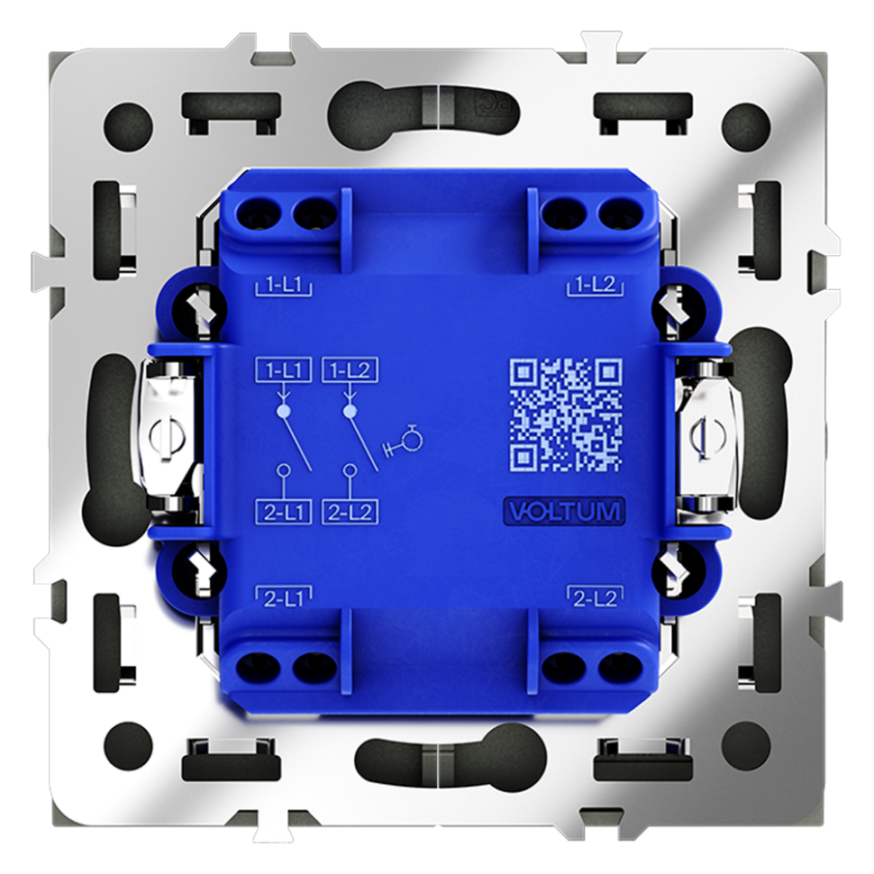 Выключатель с самовозвратом встраиваемый VOLTUM S70 двухклавишный 10А, (черный матовый)