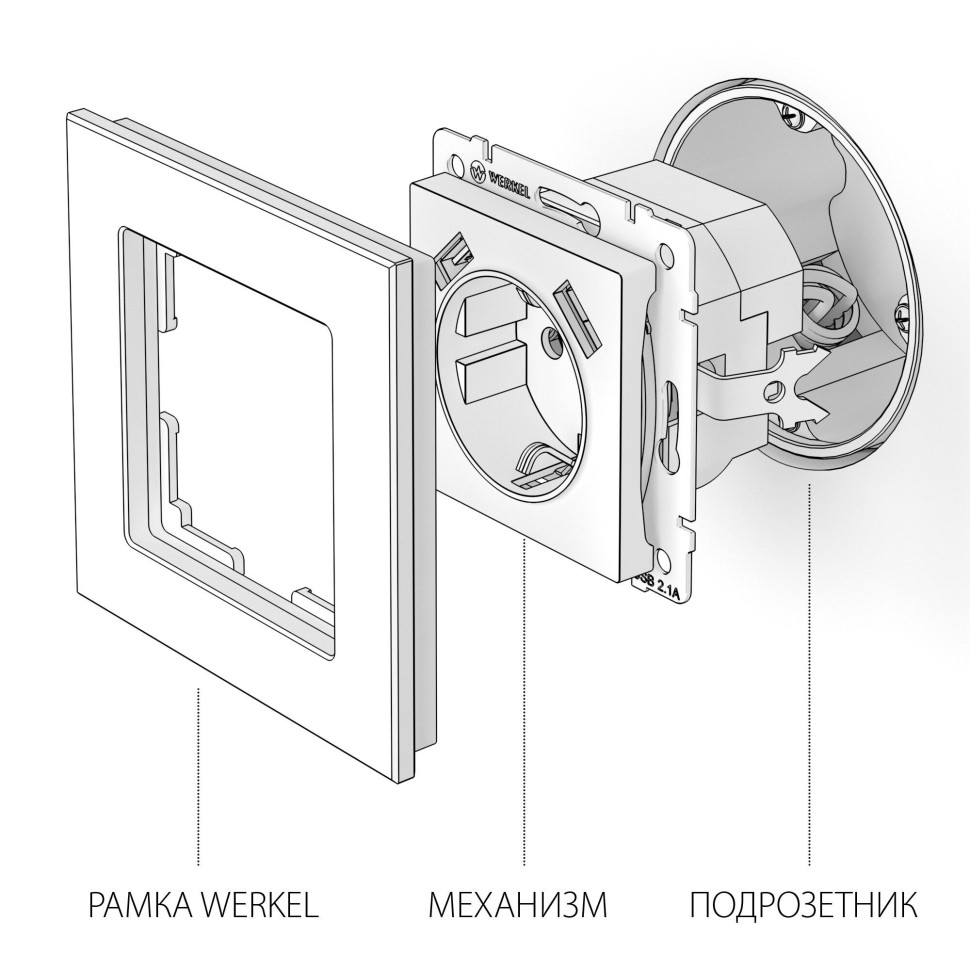 Розетка с заземлением, шторками и USBх2 серебряный W1171506