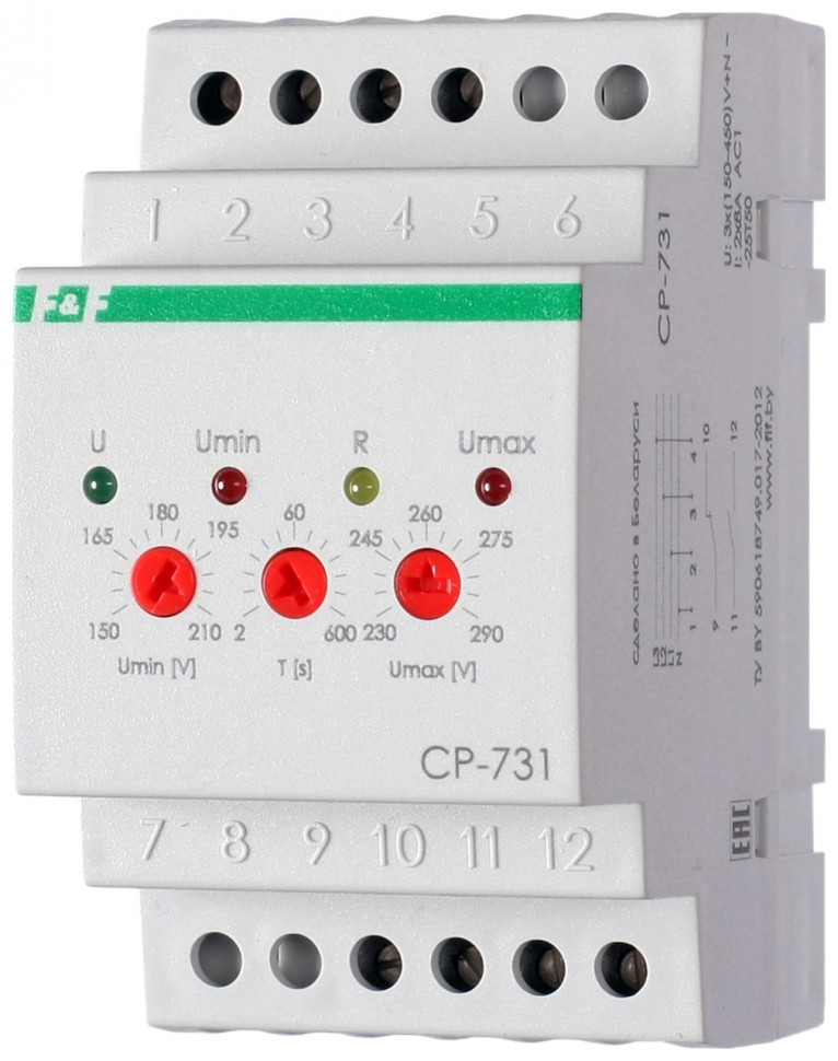 Реле напряжения (трёхфазный-АС / Ампер-8 / Контакт-1NO, 1NC) CP-731