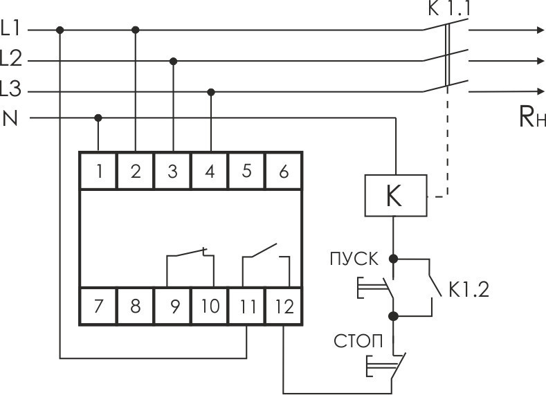 Реле напряжения (трёхфазный-АС / Ампер-8 / Контакт-1NO, 1NC) CP-731