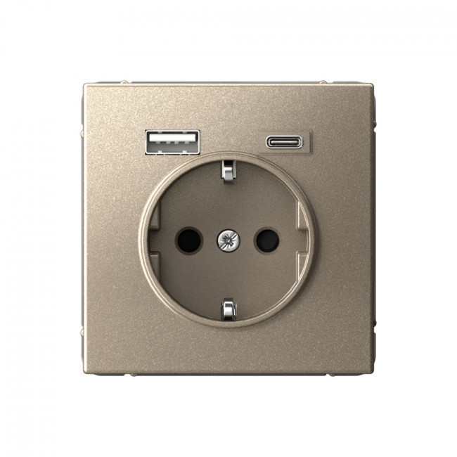 Розетка силовая 16A + USB A+C 2,4/3,0 А, 2 порта 1,5 А Schneider Electric Art Gallery Шампань GAL000532