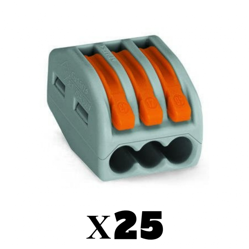 Клеммник 3х 0,08 - 4,0 мм2 32A Cu WAGO 222-413