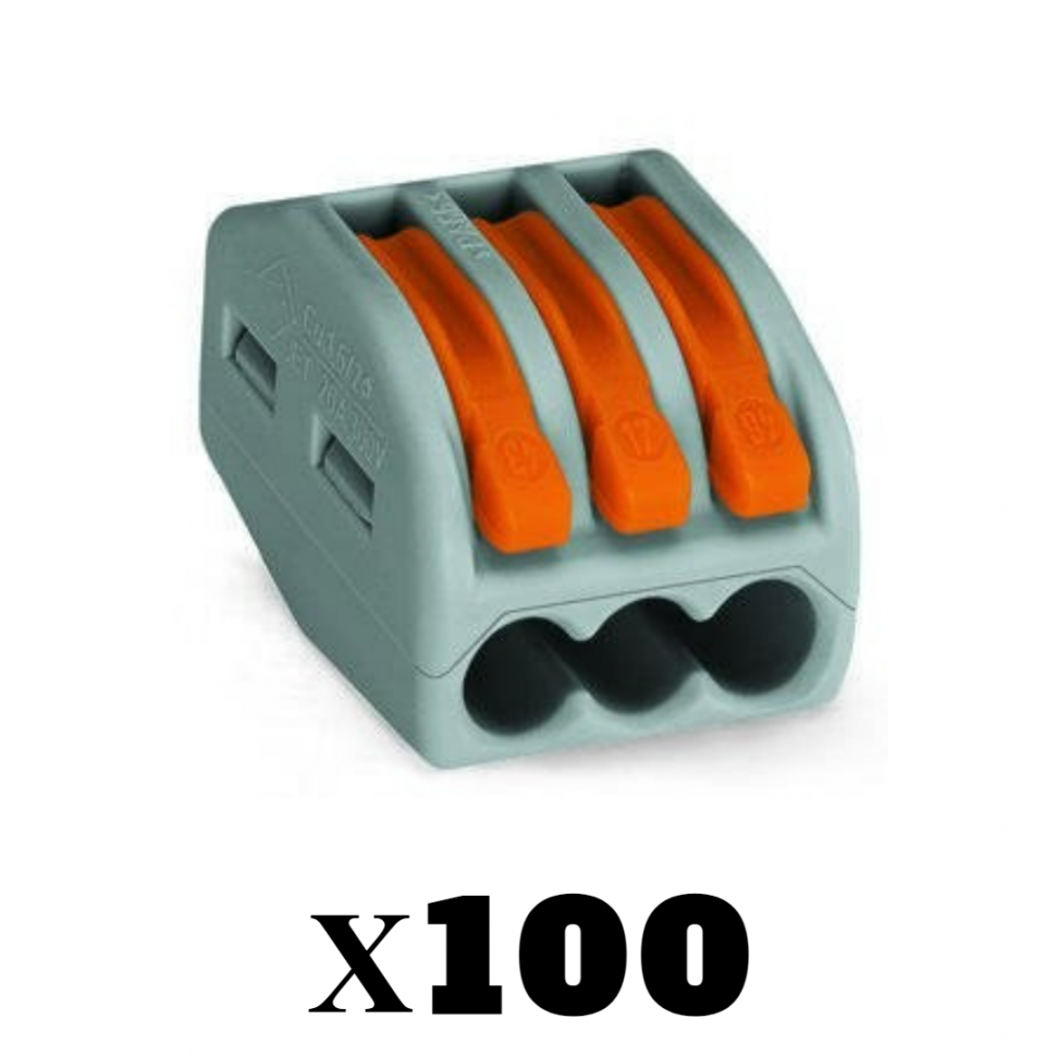 Клеммник 3х 0,08 - 4,0 мм2 32A Cu WAGO 222-413