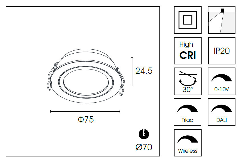 Встраиваемый светильник Delight Collection DA8303DR