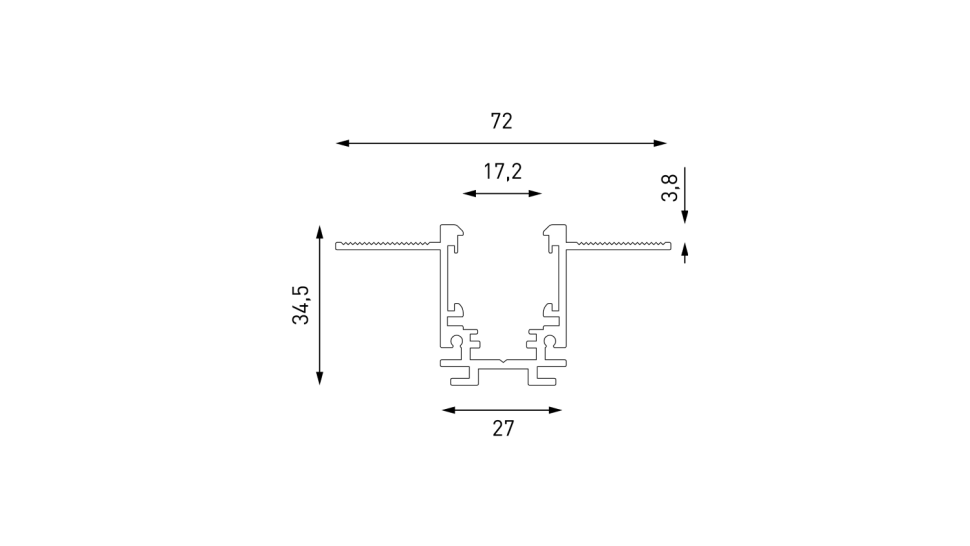  LUMKER Шинопровод встраиваемый низкопрофильный под шпаклевку, серия SY-LINK, Белый, IP20, SY-LINK-20T2S-2.5-WH