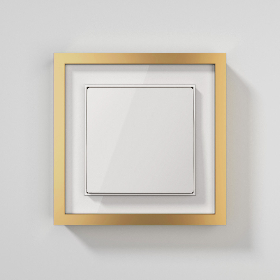 W0012853/ Рамка на 1 пост Baguette (белый/золотистая латунь) W0012853