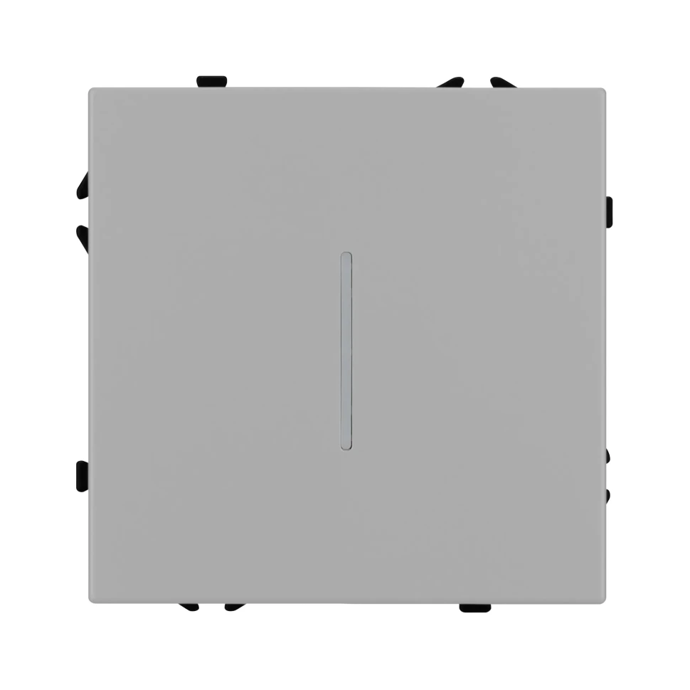 Выключатель одноклавишный проходной с подсветкой LED, NEO PLUS (Светло серый)  