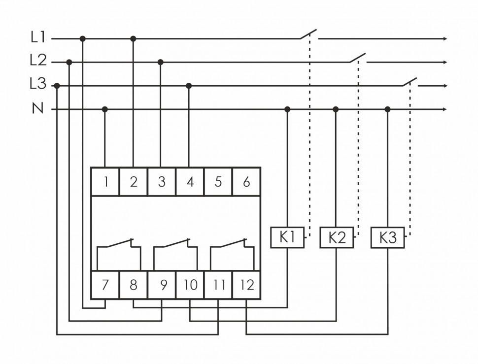 Реле напряжения (трёхфазный-АС / Ампер-16 / Контакт-3NC) CP-733
