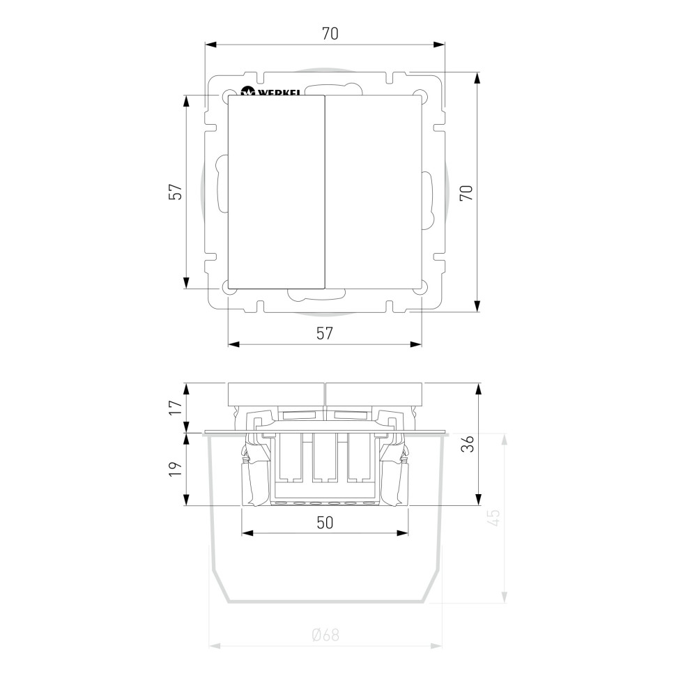 Выключатель двухклавишный проходной (слоновая кость) W1122003