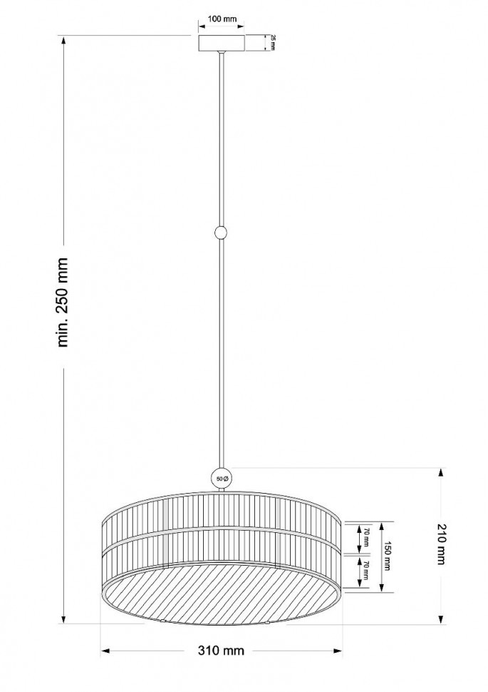 Подвесной светильник Kutek Lavone LAV-ZW-3(P)310-2/R