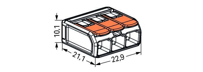 Клеммник 3х 0,2 - 4,0 мм2 32A Cu WAGO 221-413