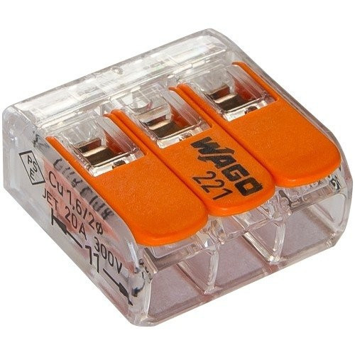 Клеммник 3х 0,2 - 4,0 мм2 32A Cu WAGO 221-413